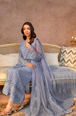 Lamisah Luxury Chiffon Unstitched Collection By Lavish Premium D-17 Periwinkle