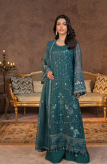 Lamisah Luxury Chiffon Unstitched Collection By Lavish Premium D-18 Pine Green