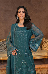 Lamisah Luxury Chiffon Unstitched Collection By Lavish Premium D-18 Pine Green