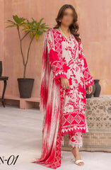 Rang Nagar Embroidered and Printed Slub Wool Collection D-01