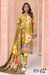 Rang Nagar Embroidered and Printed Slub Wool Collection D-02