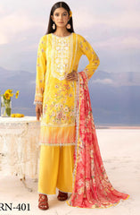 Rang Nagar Embroidered and Printed Unstitched Lawn Collection By NUR Vol 02 D-401