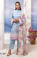 Rang Nagar Embroidered and Printed Unstitched Lawn Collection By NUR Vol 02 D-404