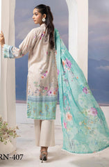 Rang Nagar Embroidered and Printed Unstitched Lawn Collection By NUR Vol 02 D-407