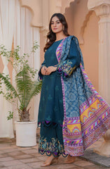 Thread & Weaves 3 PC - Embroidered Karandi Pret Collection D-105