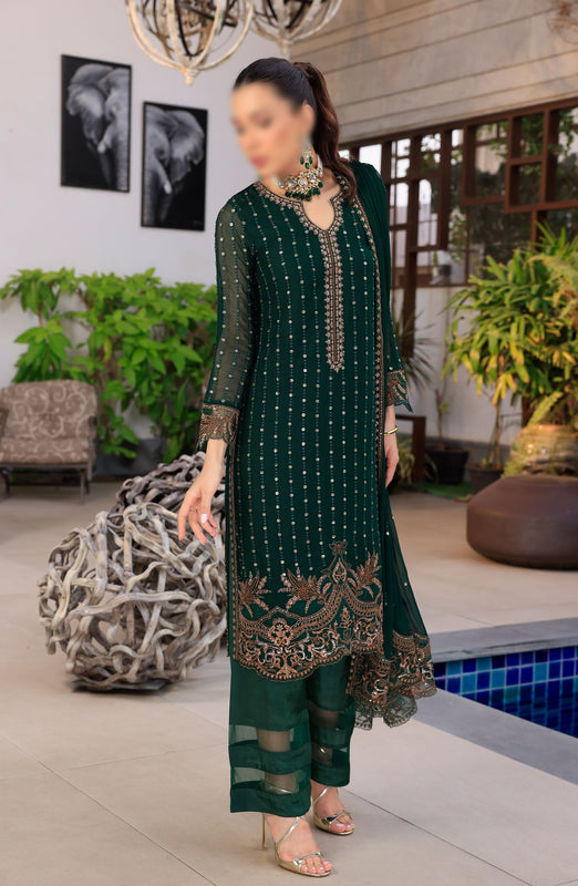 Merakish Unstitched Luxury Formal Collection Vol 12 2024 Racing Green
