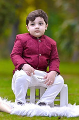 Exclusive Prince Coat Collection By Hassan Jee D-p9 Red Prince coat