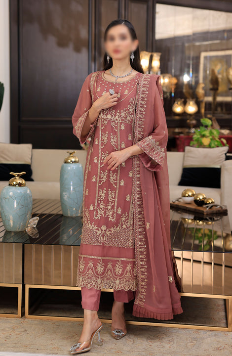 Merakish Unstitched Luxury Formal Collection Vol 12 2024 Rose Pink