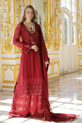 Merakish Unstitched Luxury Formal Collection 2023 Ruby Red