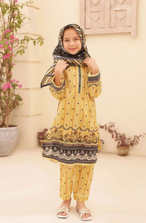 Shifa Kids Printed Lawn Stitched Collection Vol 05 SH 2424 K Yellow