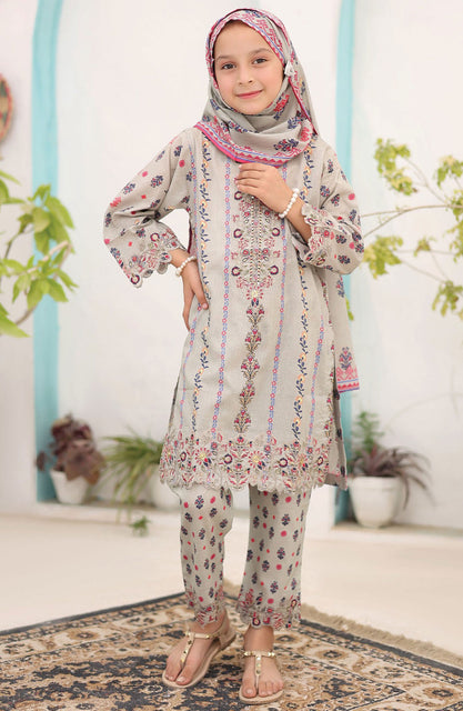 Shifa Girls Lawn Embroidered Collection Vol 07 D-2434K Cream