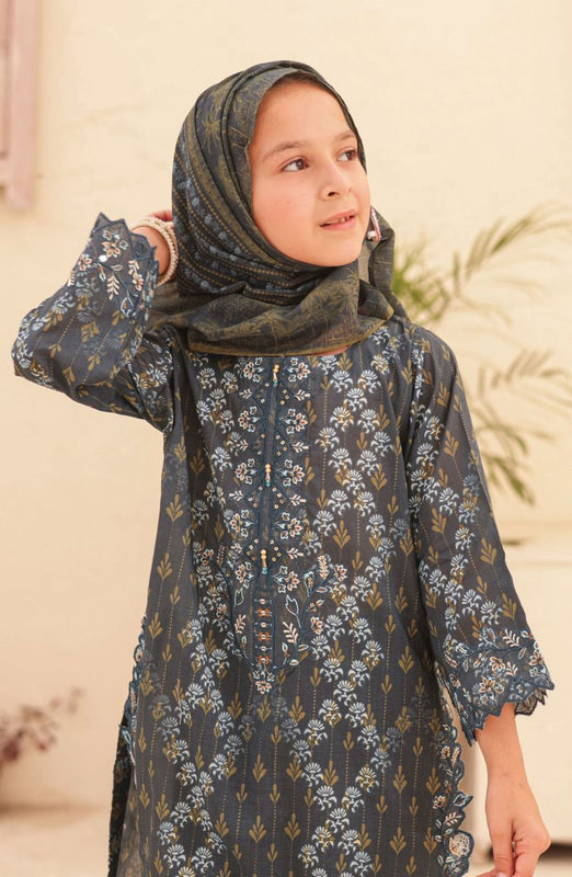 Shifa Kids Embroidered Lawn Stitched Collection Vol 04 SH 2419 K NAVY BLUE