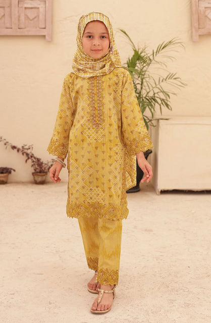 Shifa Kids Embroidered Lawn Stitched Collection Vol 04 SH 2422 K GOLDEN