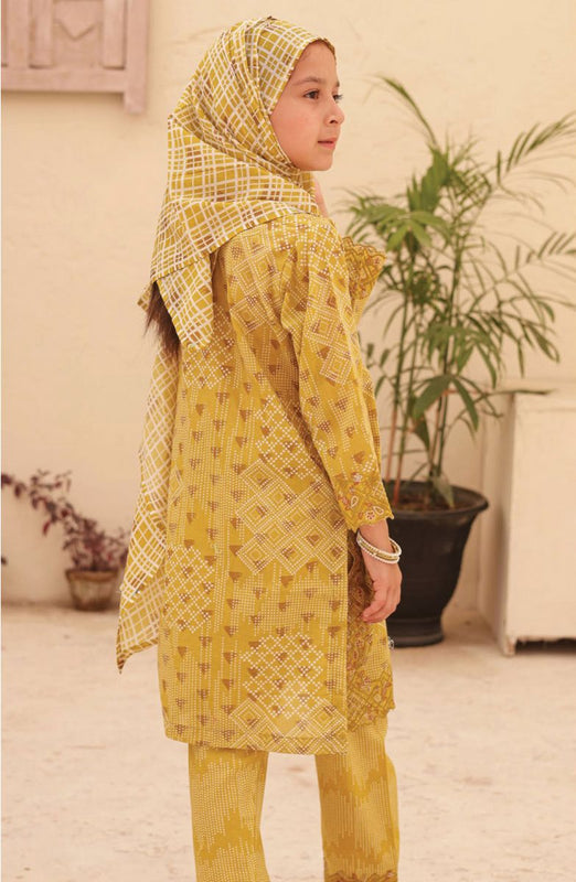 Shifa Kids Embroidered Lawn Stitched Collection Vol 04 SH 2422 K GOLDEN