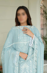 Embroidered Karandi Collection with Embroidered Chiffon Dupatta by Marjjan D-101 (ICE BLUE)