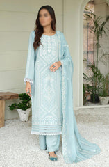 Embroidered Karandi Collection with Embroidered Chiffon Dupatta by Marjjan D-101 (ICE BLUE)