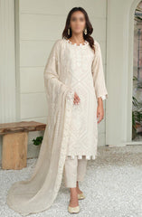 Embroidered Karandi Collection with Embroidered Chiffon Dupatta by Marjjan D-101 (OFF WHITE)