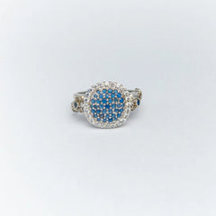 YKL Jewellers Ring Collection SQUARE STUDDED BLUE ZIRCON RING