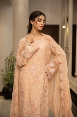 Zouj Ensembles Unstitched Chiffon Edit 25 D-07 Serene Peach