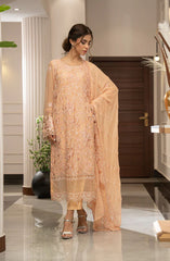 Zouj Ensembles Unstitched Chiffon Edit 25 D-07 Serene Peach