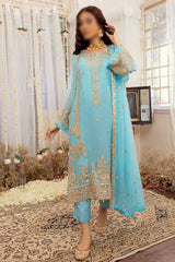 Merakish Unstitched Luxury Formal Collection 2023 Sky Blue
