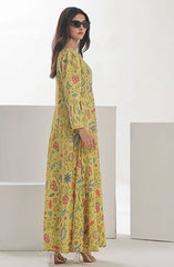 Nazmina Floret Luxury Swiss Lawn Collection 2 Pc D-06 Yellow Floral