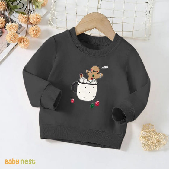 Sweat Shirts By Baby Nest Toddler Hot Cocoa Graphic Tee Sweatshirt For Kids Charcoal