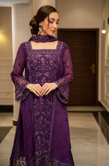 Zouj Ensembles Unstitched Chiffon Edit 25 D-08 Violet Viel