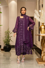 Zouj Ensembles Unstitched Chiffon Edit 25 D-08 Violet Viel