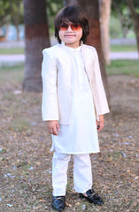 Exclusive Prince Coat Collection By Hassan Jee D-p17 White Open Prince coat