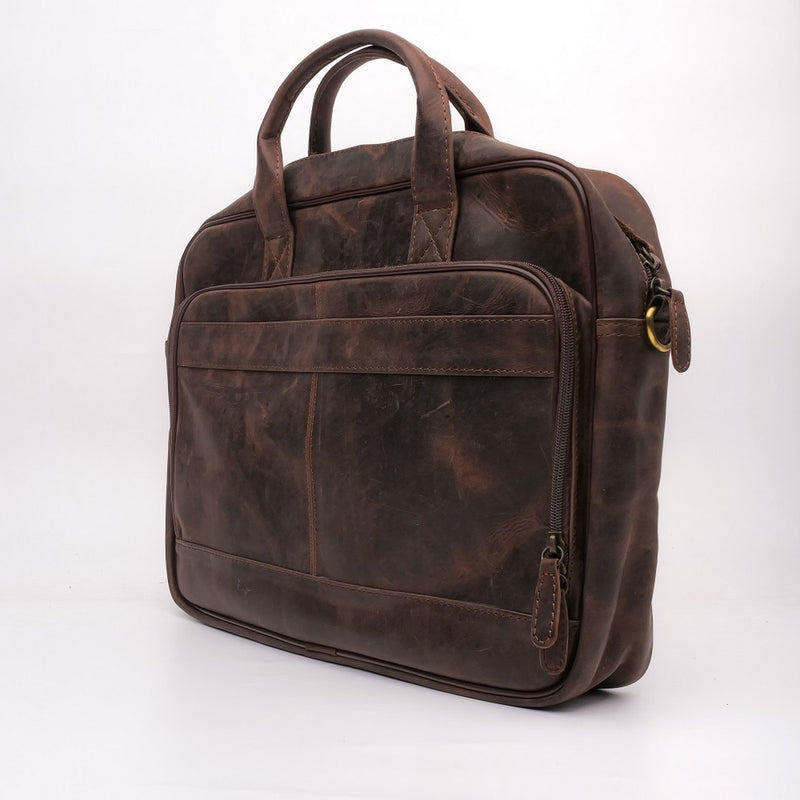 Leather Backpacks By JILD Everyday Companion Leather Laptop Bag-Vintage Dark Brown