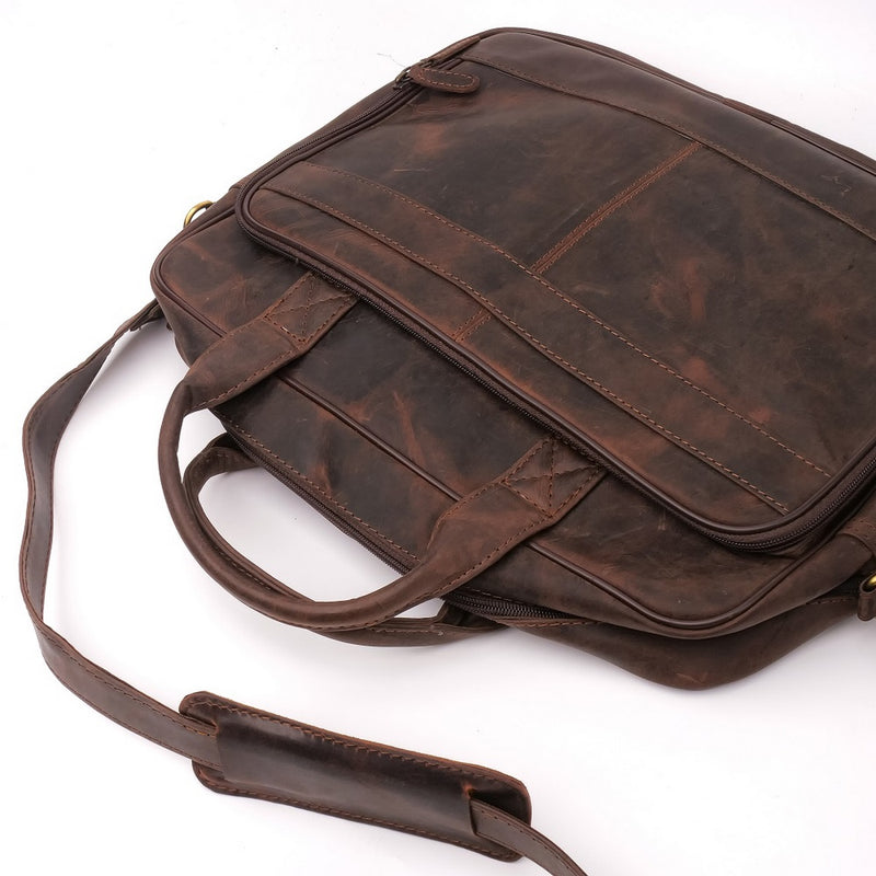 Leather Backpacks By JILD Everyday Companion Leather Laptop Bag-Vintage Dark Brown