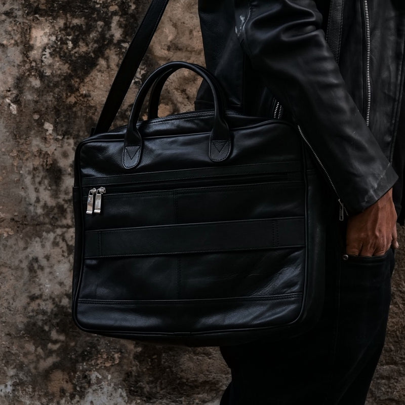 Leather Backpacks By JILD Executive Leather Laptop Bag-Black