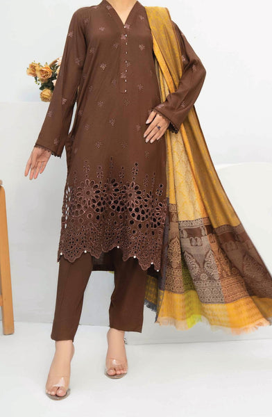 Amna Khadija Bagicha Dhanak Schiffli Embroidered Collection BE 01