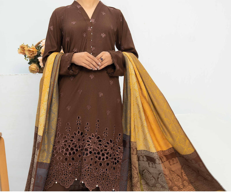 Amna Khadija Bagicha Dhanak Schiffli Embroidered Collection BE 01
