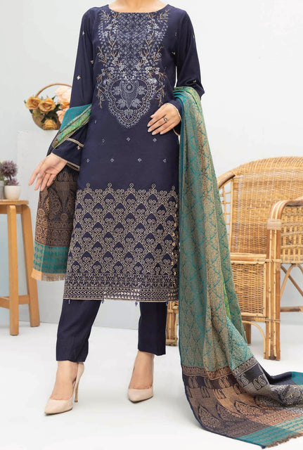 Amna Khadija Bagicha Dhanak Schiffli Embroidered Collection BE 06