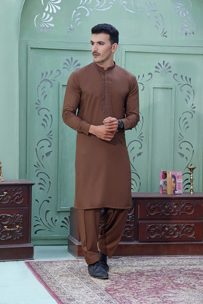 TGM Kameez Shalwar Suit Eid Collection Brown Carob