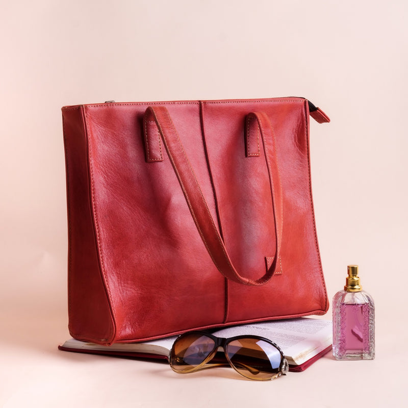 Women Leather Tote Bags Collection CANDY RED