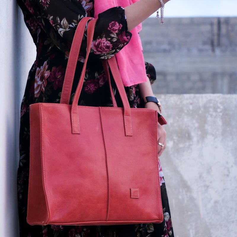 Women Leather Tote Bags Collection CANDY RED