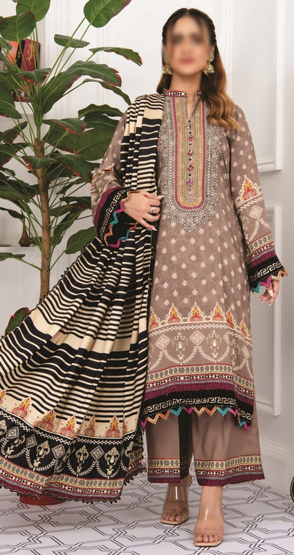Amna Khadija Creation Digital Printed and Embroidered Linen Collection CDP 01