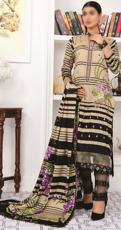 Amna Khadija Creation Digital Printed and Embroidered Linen Collection CDP 04