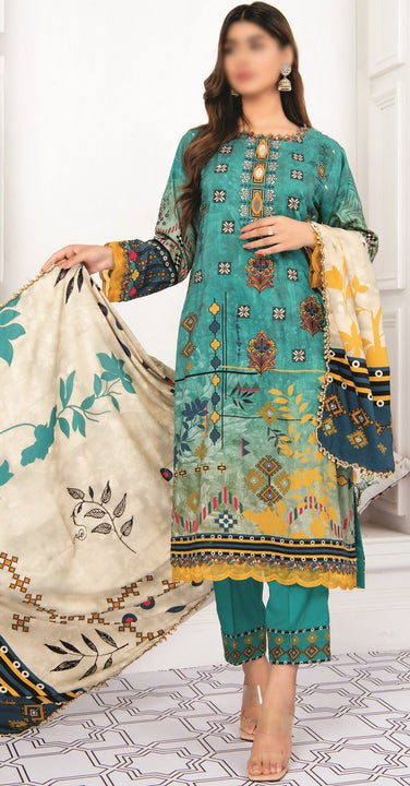 Amna Khadija Creation Digital Printed and Embroidered Linen Collection CDP 05