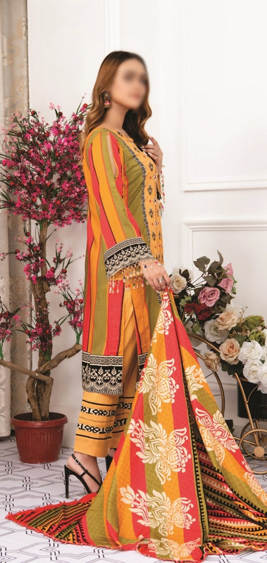Amna Khadija Creation Digital Printed and Embroidered Linen Collection CDP 06