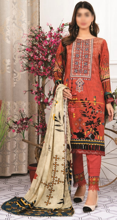 Amna Khadija Creation Digital Printed and Embroidered Linen Collection CDP 07