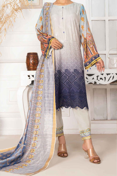 Amna Khadija Chandni Viscose Digital Printed with Schiffly Embroidery Collection CVD 04