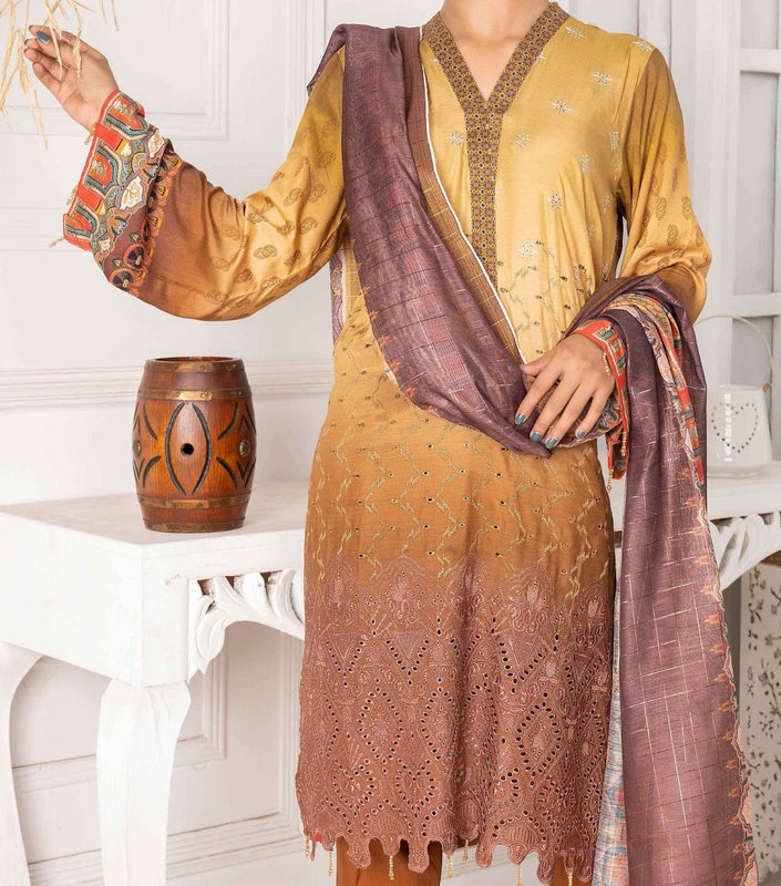 Amna Khadija Chandni Viscose Digital Printed with Schiffly Embroidery Collection CVD 05
