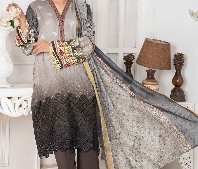 Amna Khadija Chandni Viscose Digital Printed with Schiffly Embroidery Collection CVD 07