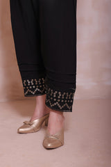 Basic Bottoms by Amna Khadija D 01 Fancy Trouser Black