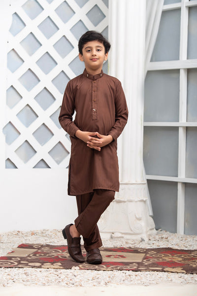 Exclusive Kids Shalwar Kameez Collection Vol 02 D 02 Brown Blended