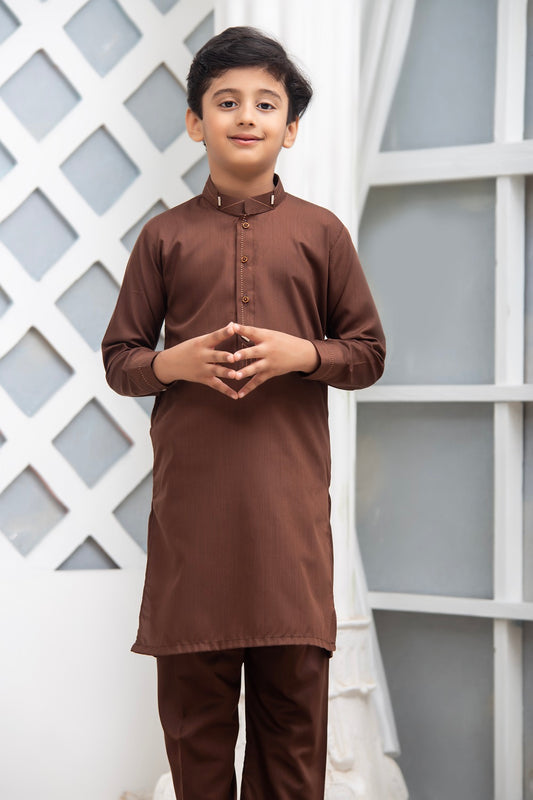 Exclusive Kids Shalwar Kameez Collection Vol 02 D 02 Brown Blended